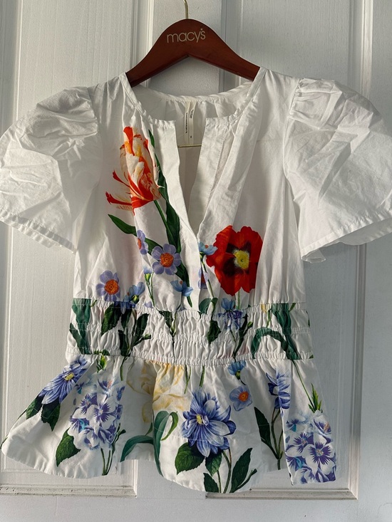 Anthropologie Tops - NWOT Anthropologie Floral Cotton Peplum Top